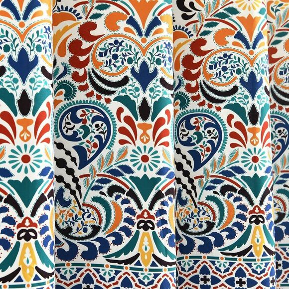 72"x72" Boho Medallion Shower Curtain Turquoise/Ta Turquoise/Tangerine - Picture 3 of 4